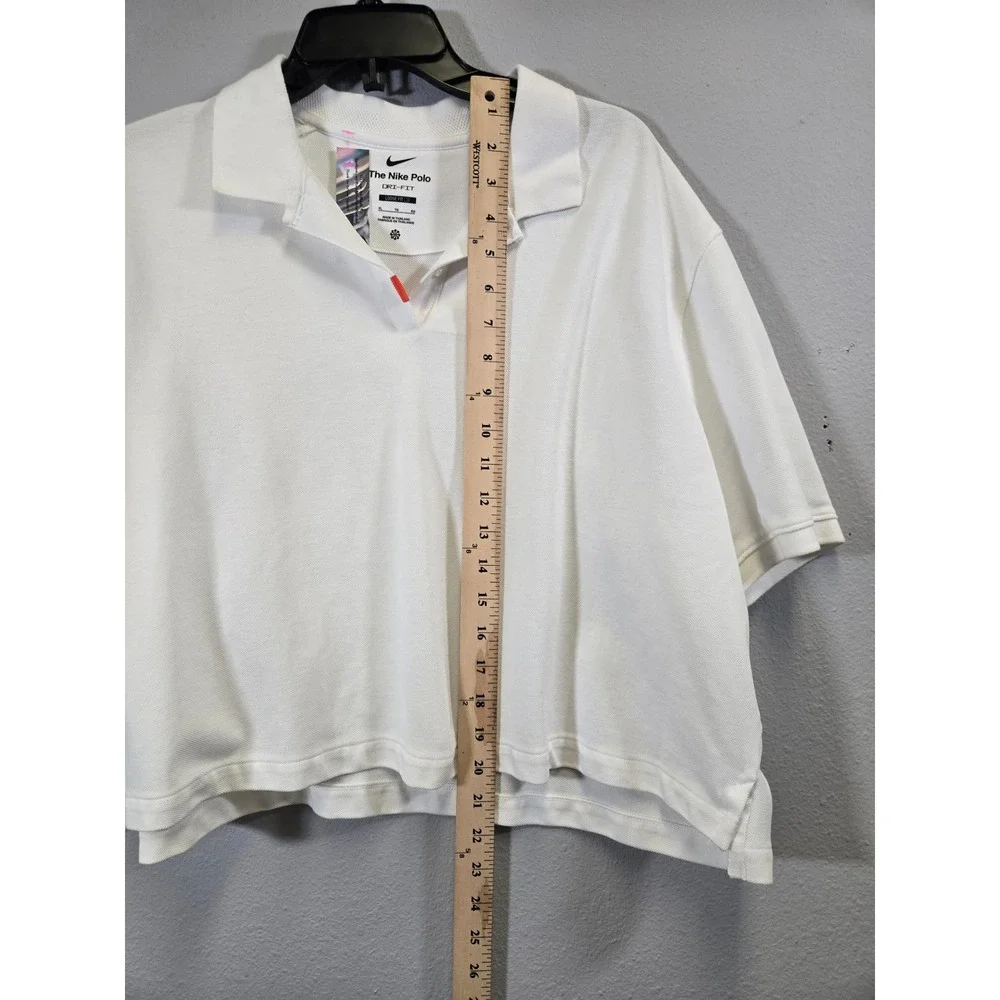 Nike Dri-FIT‎ Cropped Loose Fit Short Sleeve Athletic Polo Shirt White XL